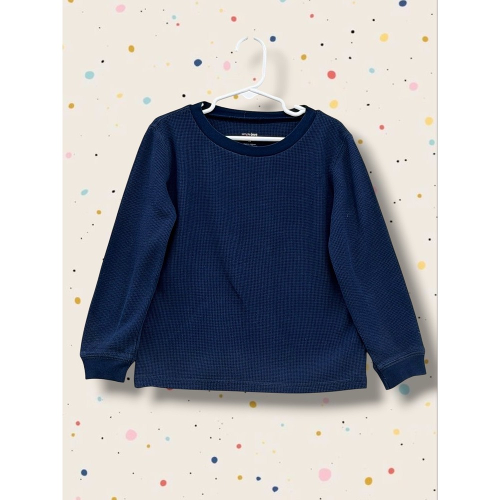Simple Joys by Carter's Waffle Knit Thermal Long Sleeve Shirt Navy Blue 5T